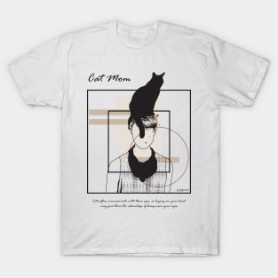 Cat sitting on a girl head version 7 T-Shirt